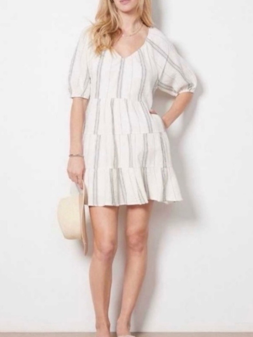 Evereve Alexia Gauze Striped Mini Dress